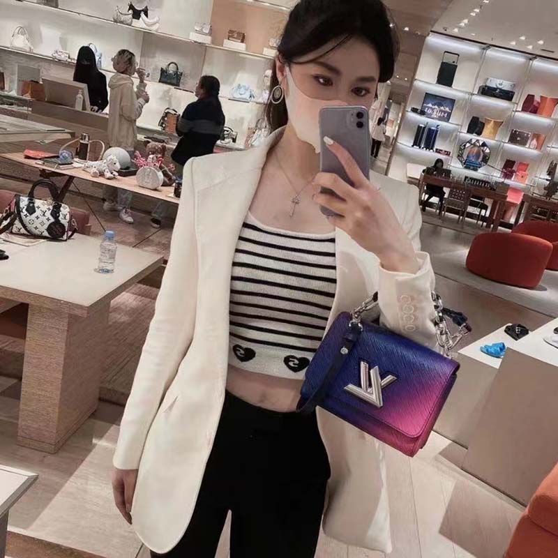 Louis Vuitton LV Women Twist PM Handbag Blue Epi Grained Cowhide Leather