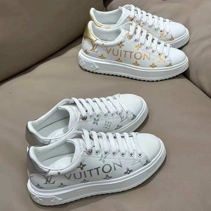 Louis Vuitton LV Unisex Time Out Sneaker Gold Monogram Debossed Calf Leather