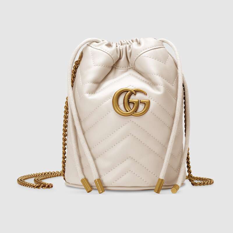 Gucci GG Women GG Marmont Mini Bucket Bag in Matelassé Chevron Leather