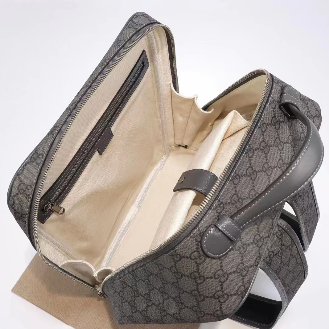 Gucci Unisex Ophidia GG Medium Backpack Grey Black GG Supreme Canvas Double G