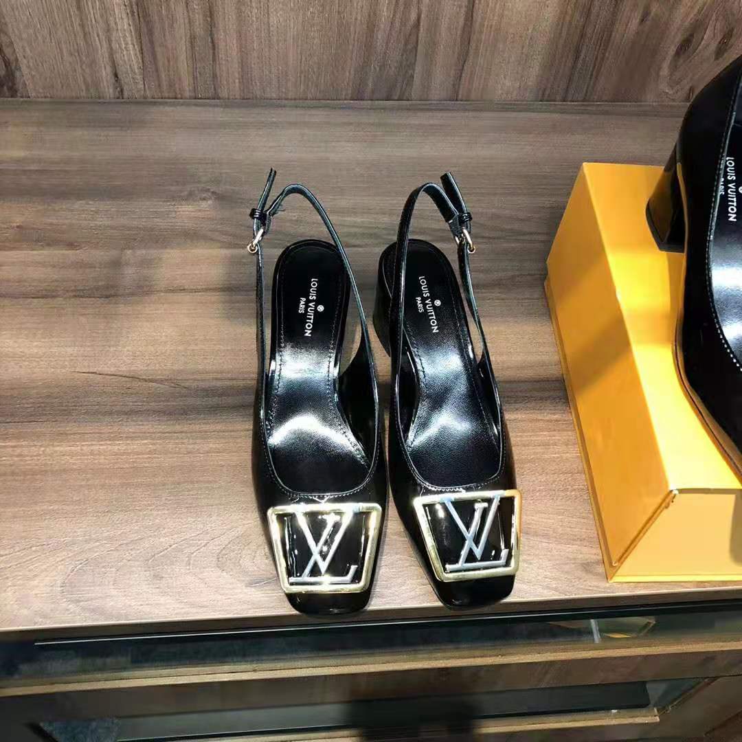 Louis Vuitton LV Women Madeleine Slingback Pump in Patent Calf Leather-Black