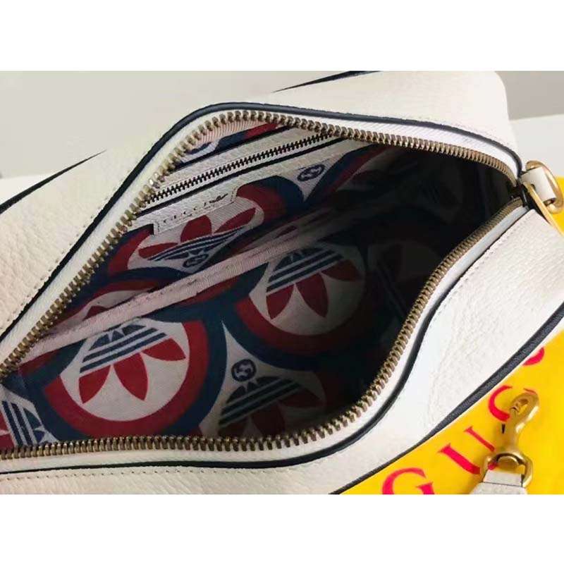 Gucci Unisex GG Adidas x Gucci Small Shoulder Bag White Leather Green Red Web