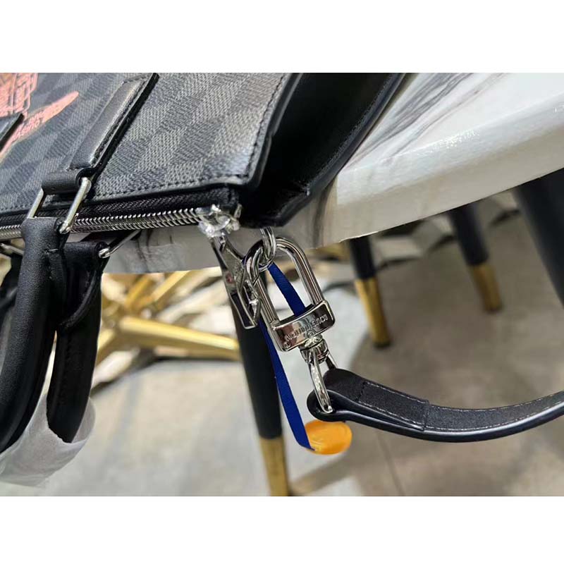 Louis Vuitton LV Unisex Sac Plat Cross Damier Graphite Coated Canvas