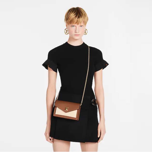 Louis Vuitton LV Women Mylockme Chain Pochette Châtaigne Brown Calf Leather