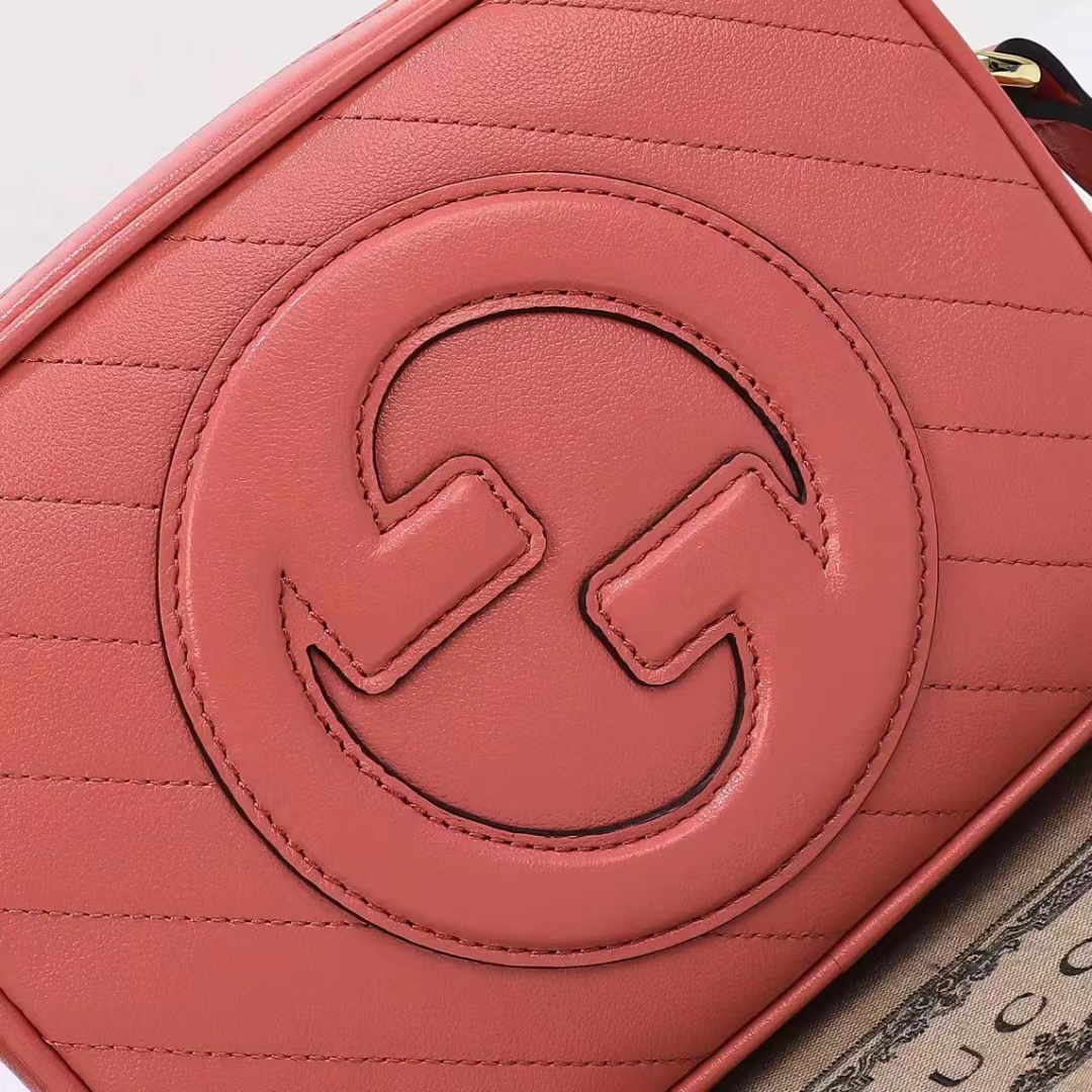 Gucci Women GG Blondie Small Shoulder Bag Pink Leather Zipper Closure