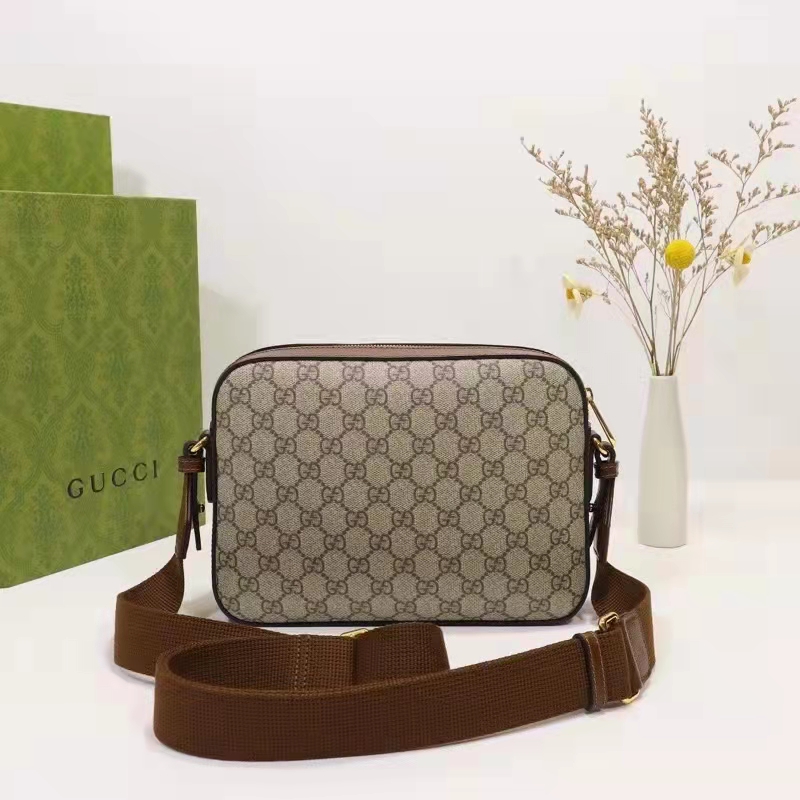 Gucci Unisex Messenger Bag Interlocking G Beige Ebony GG Supreme Canvas