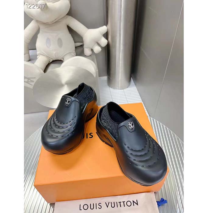 Louis Vuitton LV Unisex LV Shark Clog Black EVA Rubber Anatomic Insole