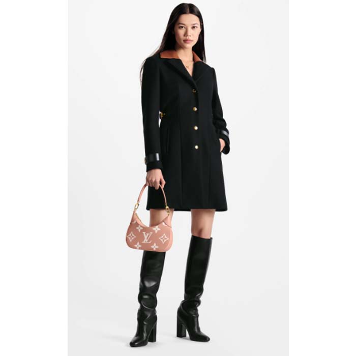 Louis Vuitton LV Women Bagatelle Mini Hobo Handbag Pink Embossed Grained Cowhide Leather