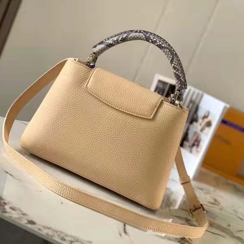 Louis Vuitton LV Women Capucines MM Handbag Grey Taurillon Cowhide