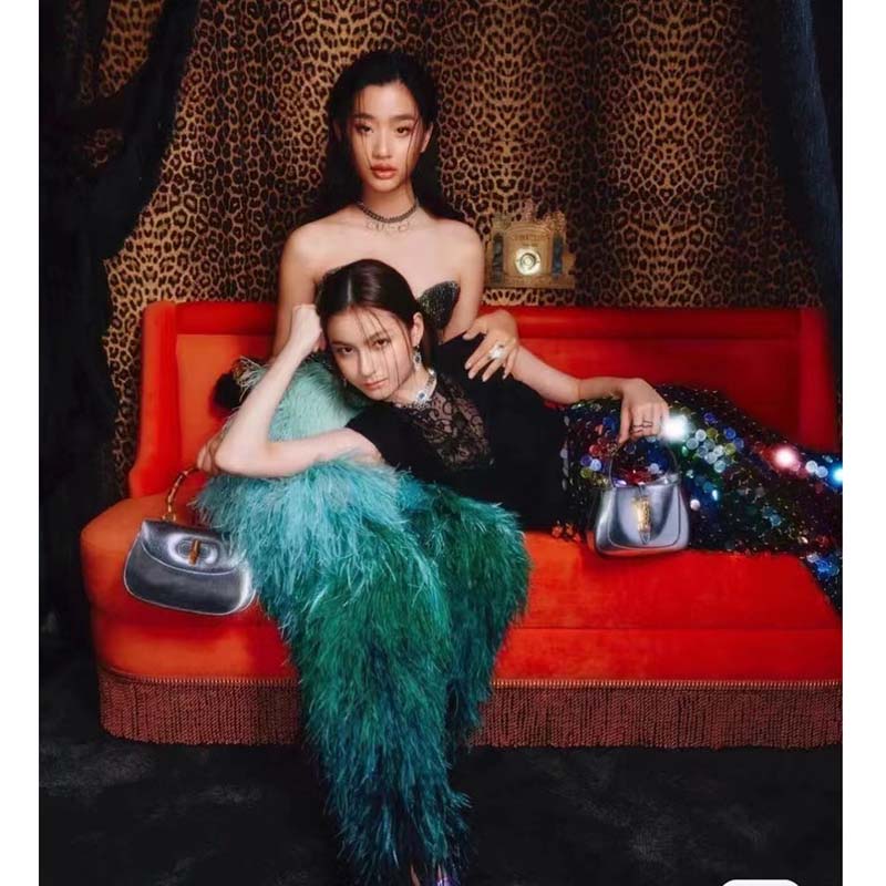 Gucci Women Jackie 1961 Lamé Mini Bag Silver Lamé Leather