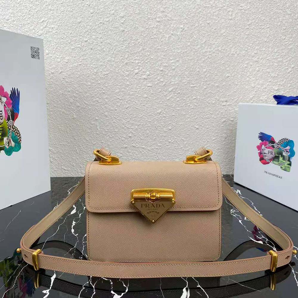 Prada Women Saffiano Leather Prada Symbole Bag-Pink