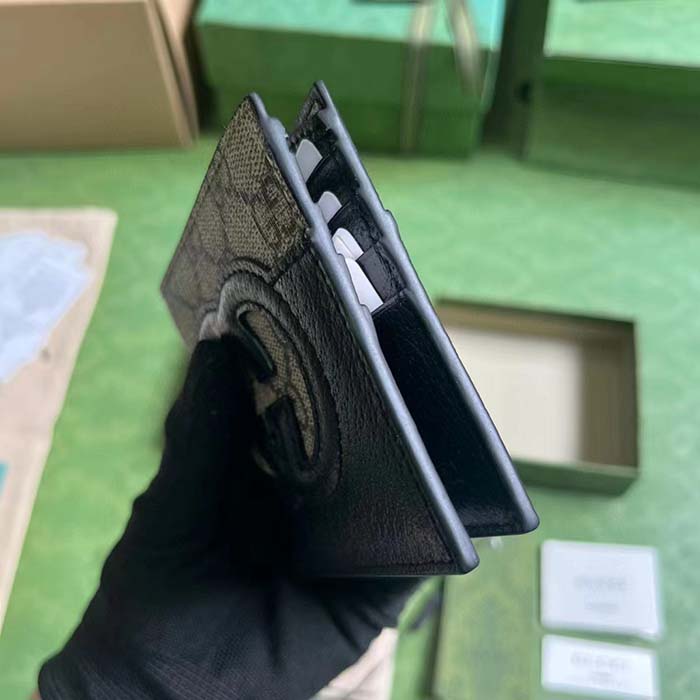 Gucci Unisex GG Wallet Cut-Out Interlocking G Beige Ebony GG Supreme Canvas