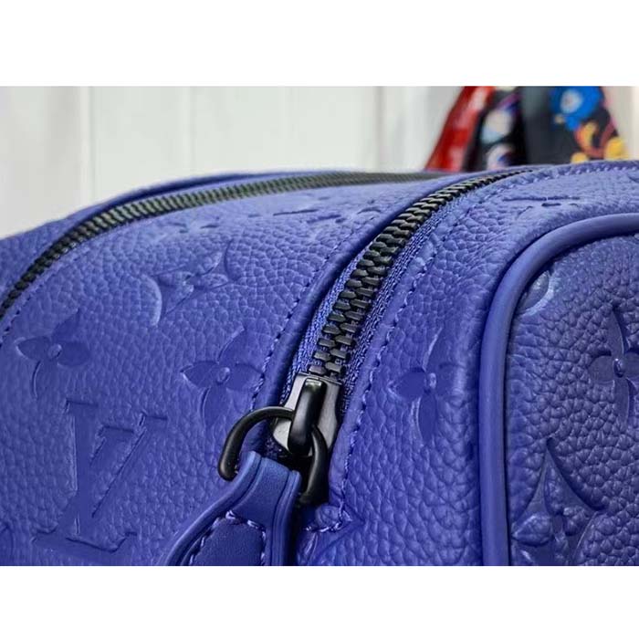 Louis Vuitton LV Unisex Dopp Kit Racing Blue Embossed Taurillon Monogram Cowhide Leather