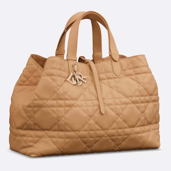 Dior Women CD Large Dior Toujours Bag Medium Tan Macrocannage Calfskin
