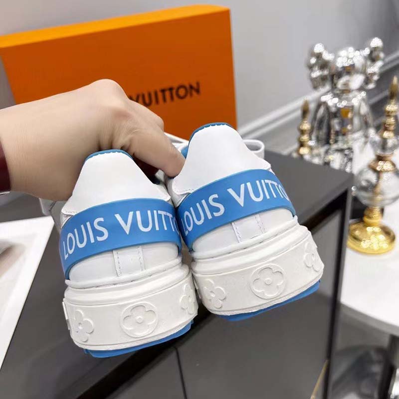 Louis Vuitton Unisex LV Shoes Time Out Sneaker Light Blue Calf Leather Rubber Outsole