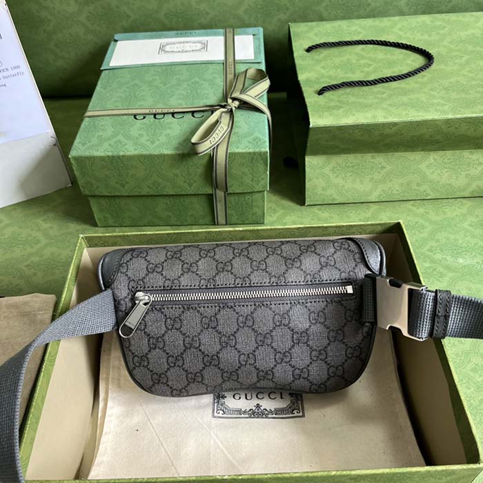 Gucci GG Unisex Ophidia Belt Bag Grey Black GG Supreme Canvas Double G