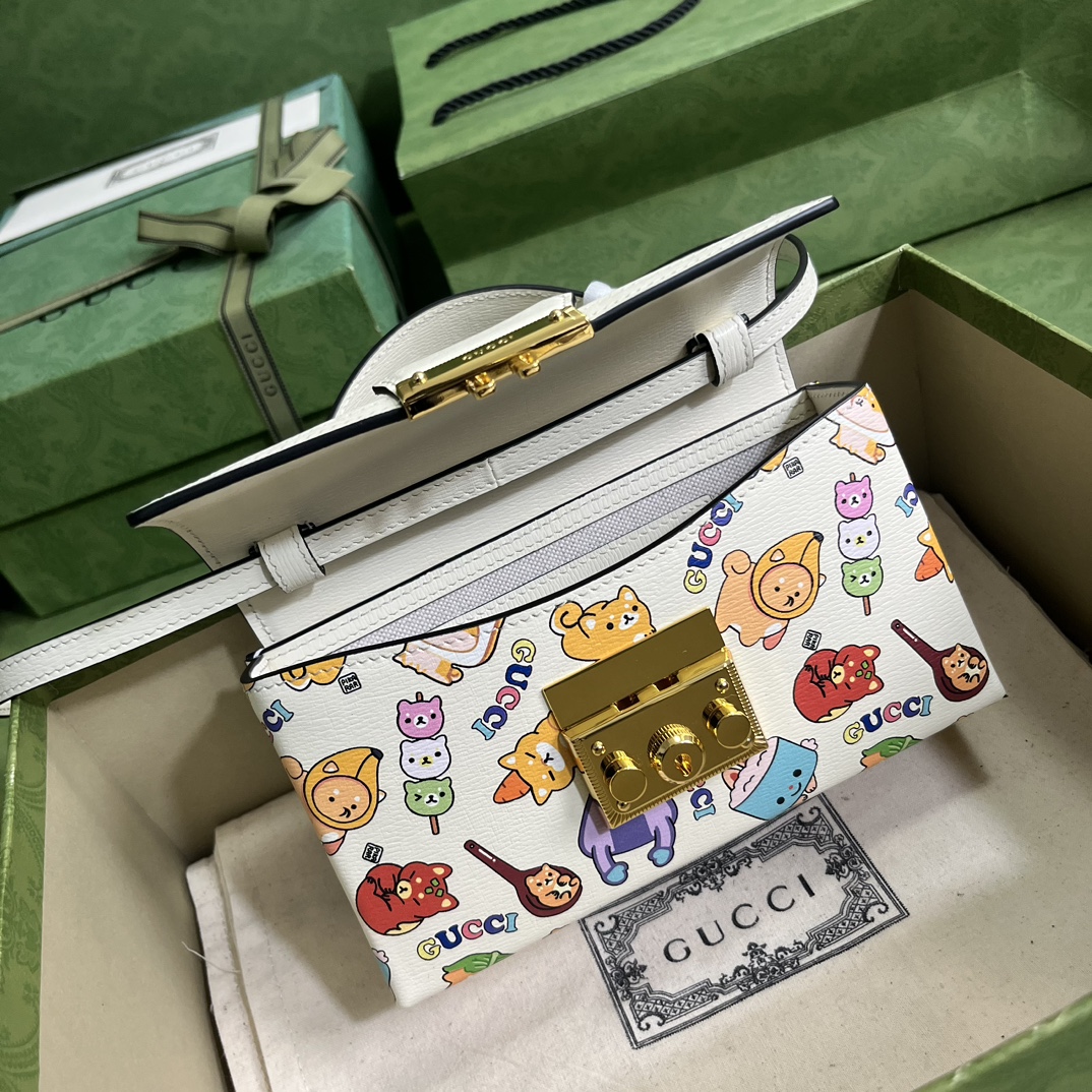 Gucci Unisex Animal Print Mini Bag Beige Ebony GG Supreme Canvas