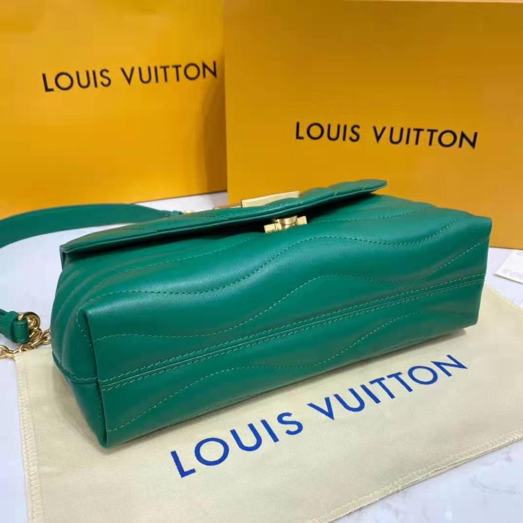 Louis Vuitton LV Women New Wave Chain Bag Handbag Emerald Green Smooth Cowhide Leather