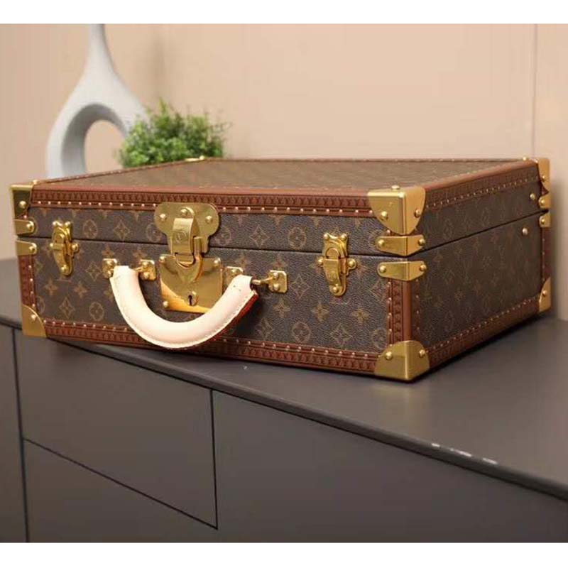 Louis Vuitton LV Unisex President Suitcase in Monogram Canvas-Brown