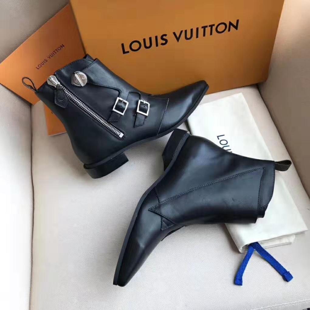 Louis Vuitton LV Women Jumble Flat Ankle Boot in Calf Leather-Black