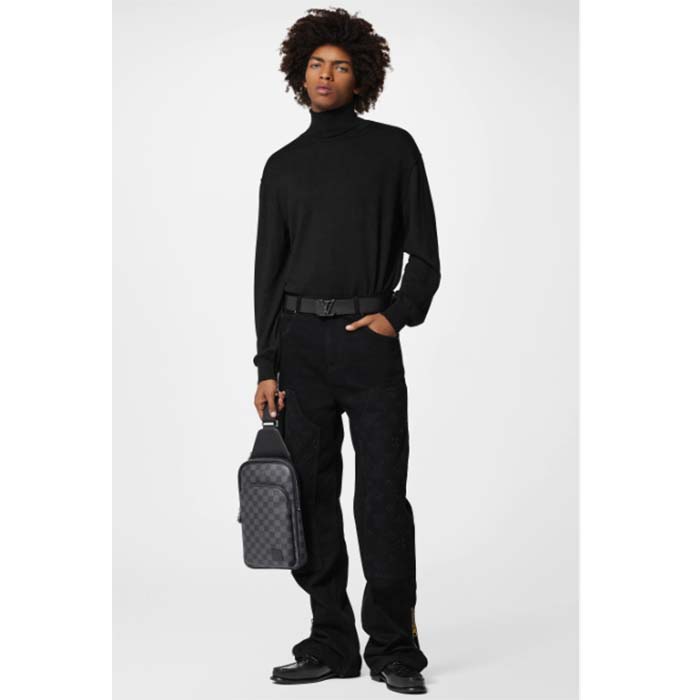 Louis Vuitton LV Unisex Avenue Sling Bag Grey Damier Graphite Coated Canvas Cowhide