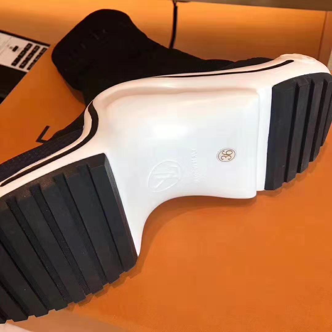 Louis Vuitton LV Women LV Archlight Sneaker Boot in Black and Blue Stretch Textile