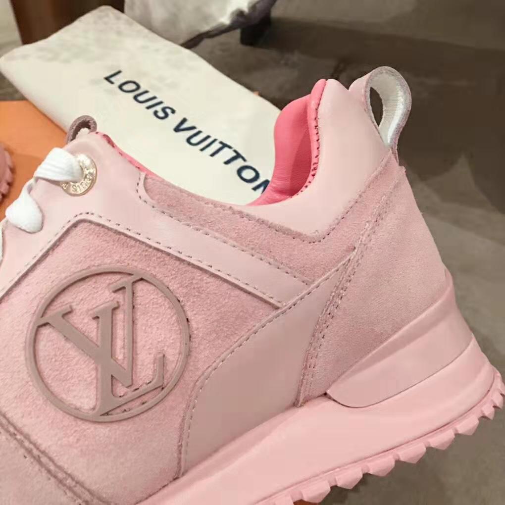 Louis Vuitton LV Women Run Away Sneaker in Suede Calf Leather-Pink
