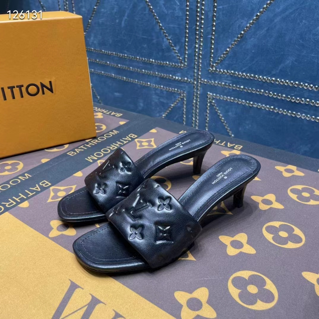 Louis Vuitton LV Women Revival Mule Black Monogram Embossed Lambskin 5.5 cm Heel