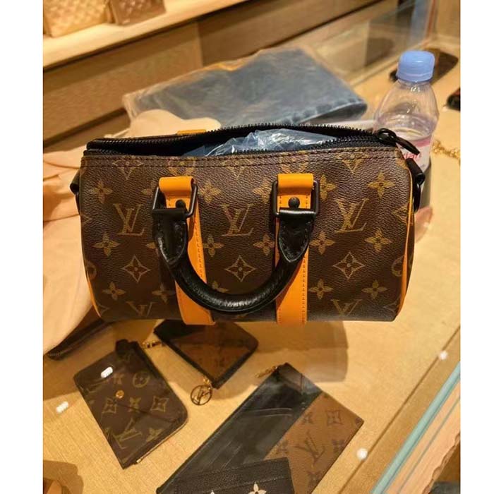 Louis Vuitton LV Unisex Keepall Bandoulière 25 Radiant Sun Monogram Macassar Coated Canvas