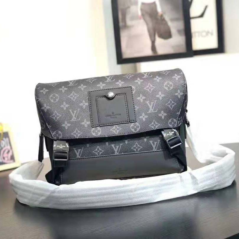 Louis Vuitton LV Men Messenger PM Voyager in Monogram Eclipse Canvas-Grey