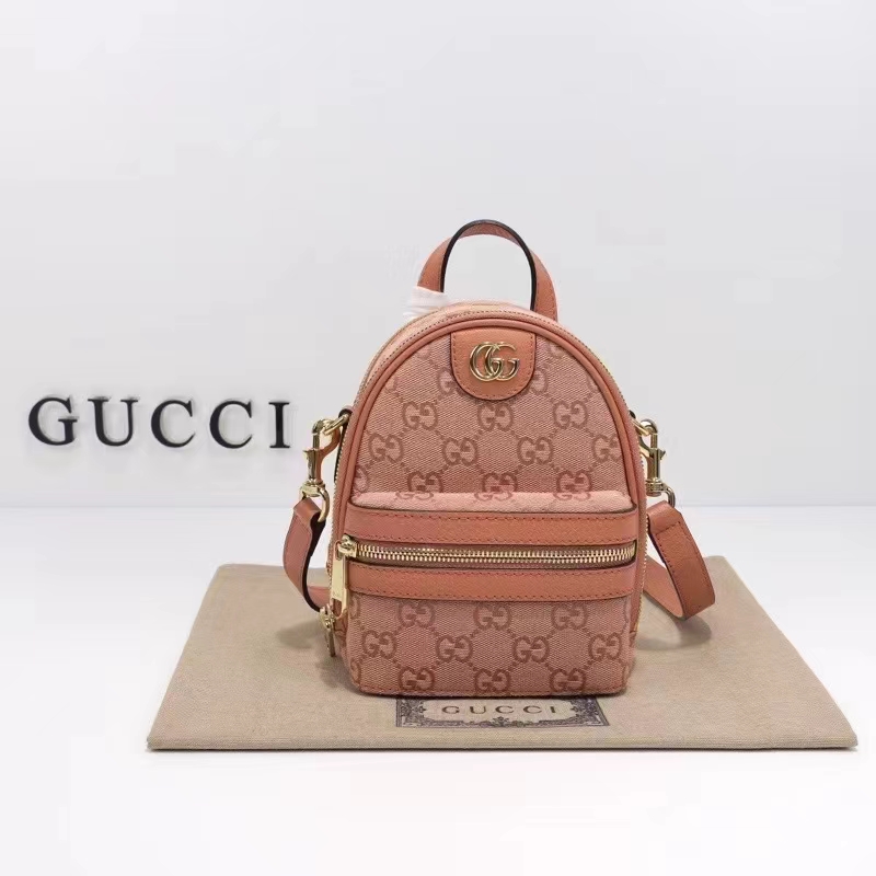 Gucci Women Ophidia Mini GG Shoulder Bag Pink GG Canvas Leather Double G