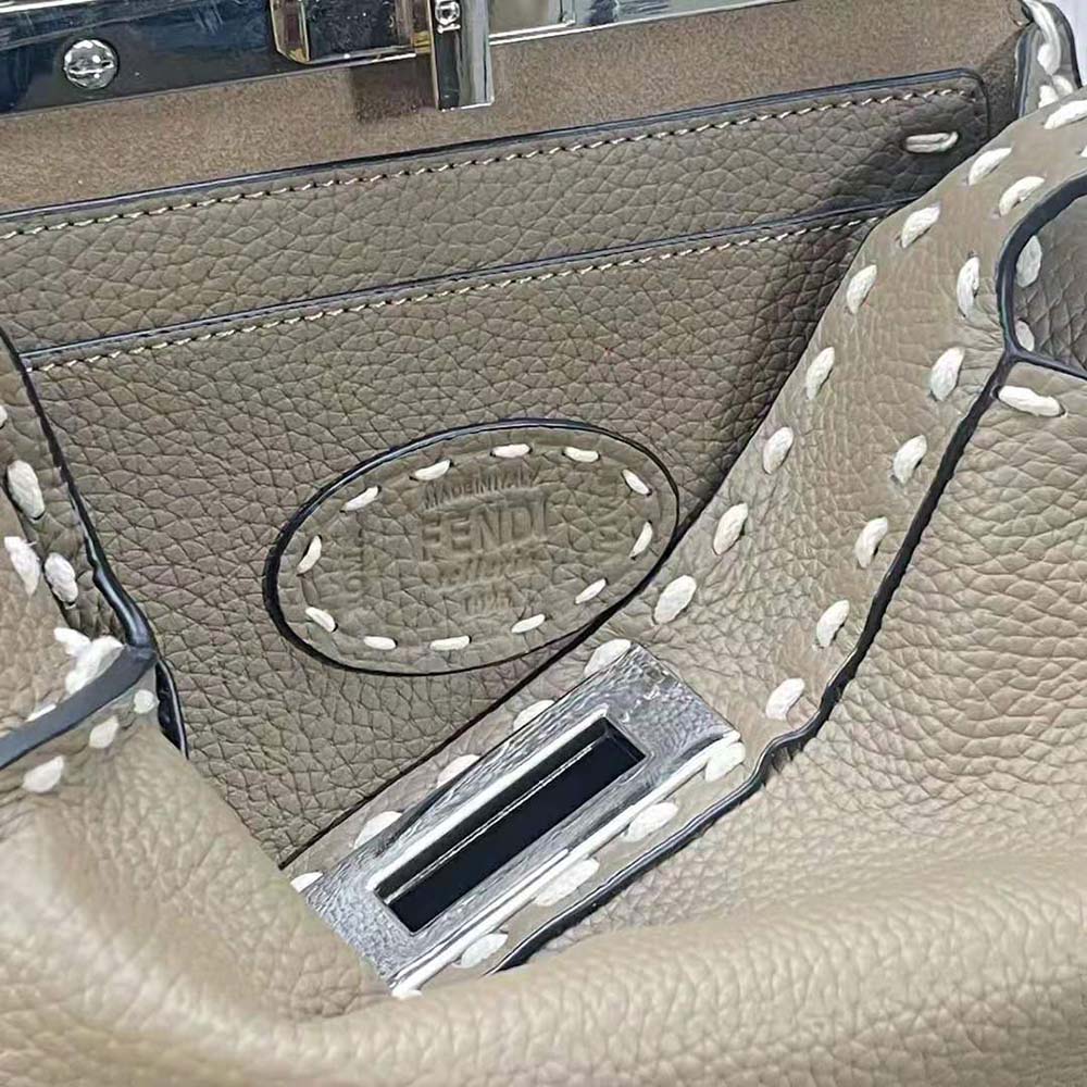 Fendi Women Peekaboo Iseeu Small Gray Full Grain Leather Bag