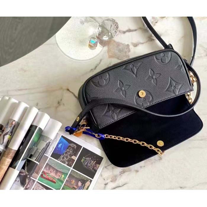 Louis Vuitton Women LV Wallet On Chain Ivy Black Monogram Embossed Supple Grained Cowhide Leather