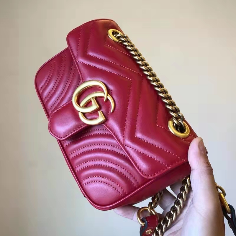 Gucci GG Women GG Marmont Matelassé Mini Bag Red Double G