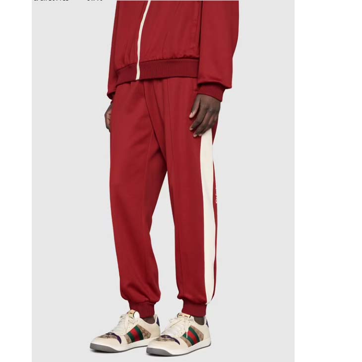 Gucci Unisex GG Screener Sneaker Beige Navy Leather Canvas Low 4 cm Heel