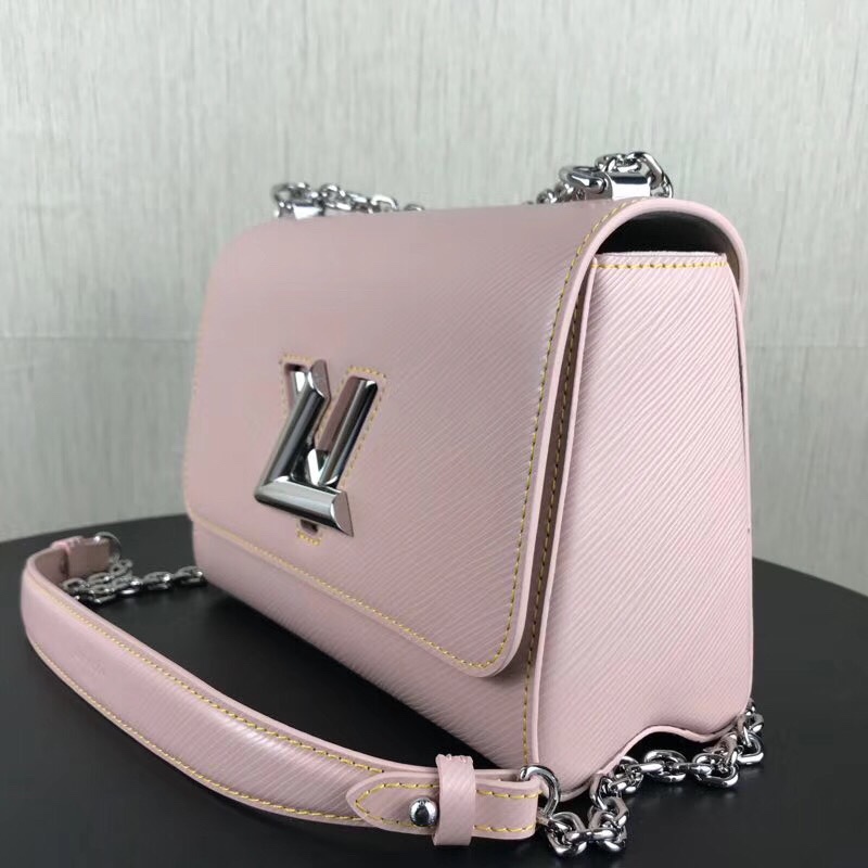 Louis Vuitton LV Women Twist MM Handbag Galet Gray Epi Grained Cowhide Leather