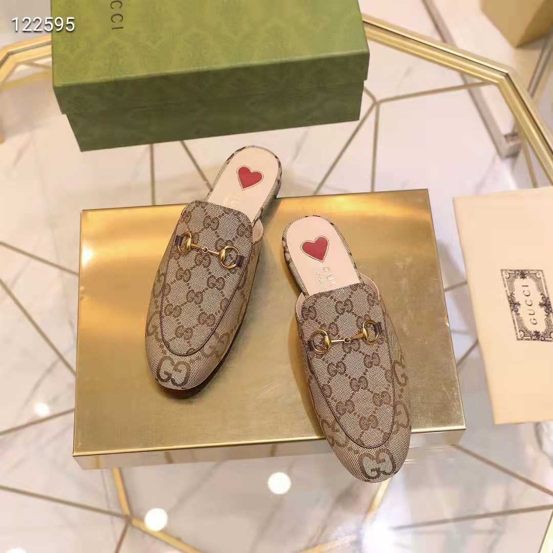 Gucci Unisex Jumbo GG Princetown Slipper Camel Ebony Jumbo GG Canvas