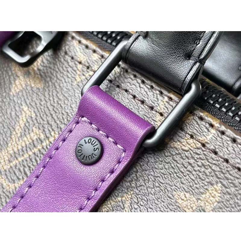 Louis Vuitton LV Unisex Keepall Bandoulière 50 Travel Bag Purple Monogram Coated Canvas