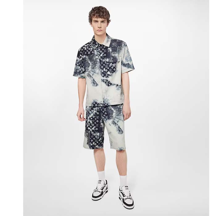 Louis Vuitton LV Unisex Trainer Sneaker Black Monogram Denim Rubber Outsole Monogram Flowers