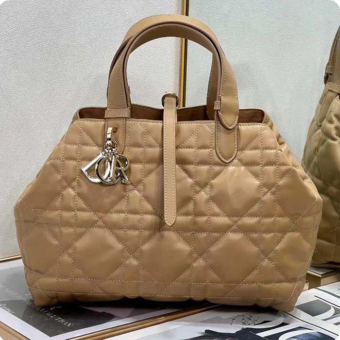 Dior Women CD Medium Dior Toujours Bag Medium Tan Macrocannage Calfskin