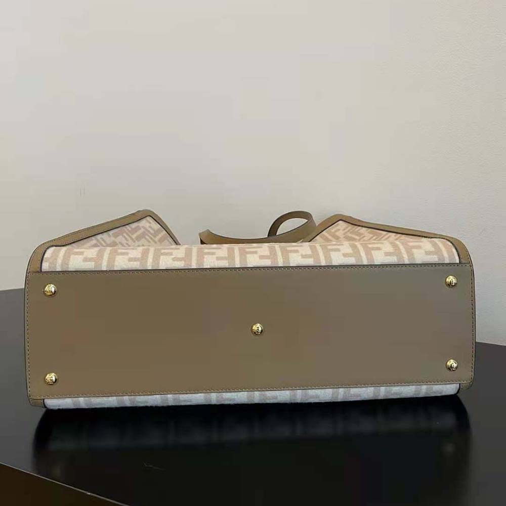 Fendi Women Medium Peekaboo X-Tote Beige FF Wool Bag