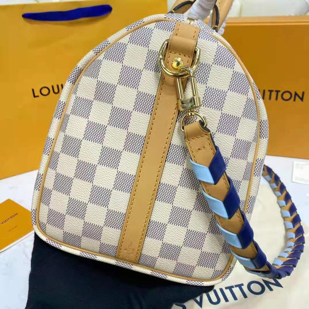 Louis Vuitton LV Unisex Speedy 30 Bandoulière Blue Damier Azur Coated Canvas