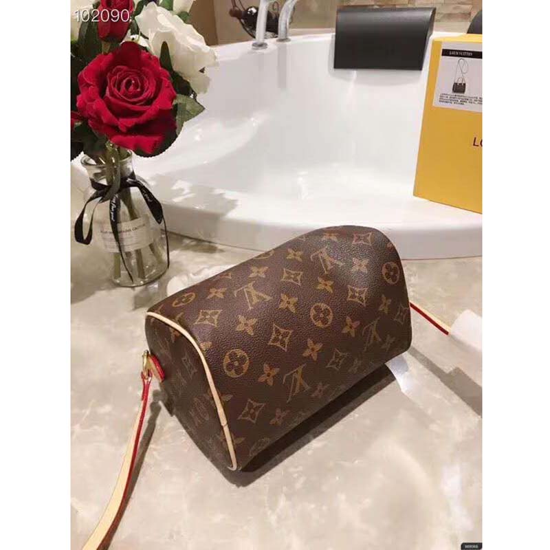Louis Vuitton LV Women Nano Speedy Bag in Monogram Coated Canvas-Brown