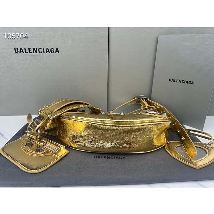 Balenciaga Women Le Cagole XS Shoulder Bag Gold Metallized Arena Lambskin