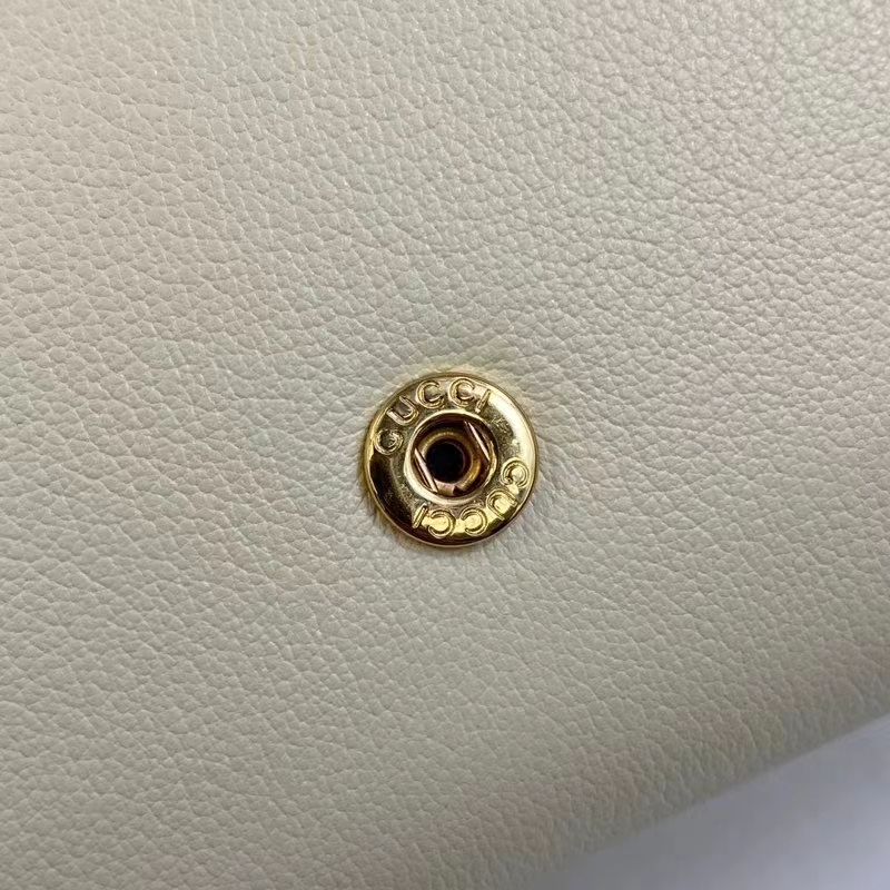 Gucci Women GG Blondie Continental Chain Wallet White Leather Round Interlocking G