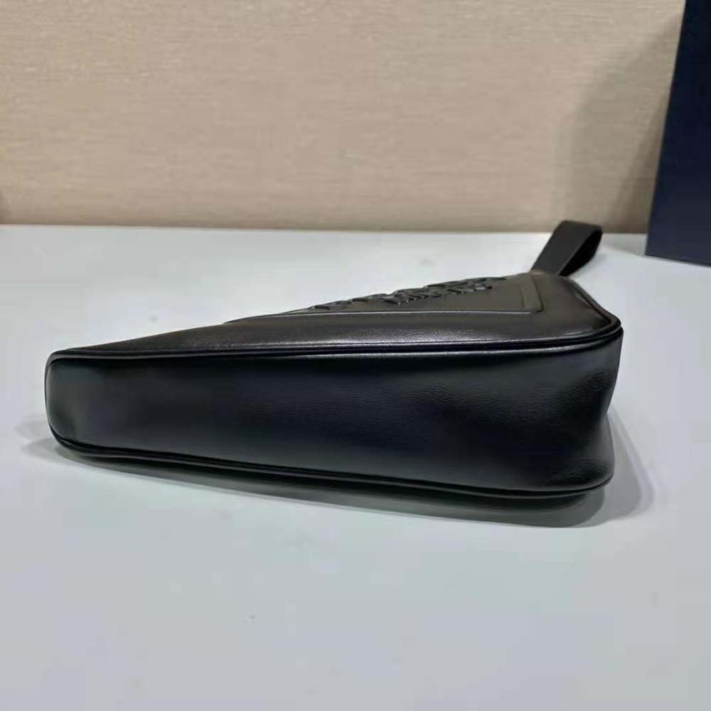Prada Women Leather Triangle Leather Pouch-Black