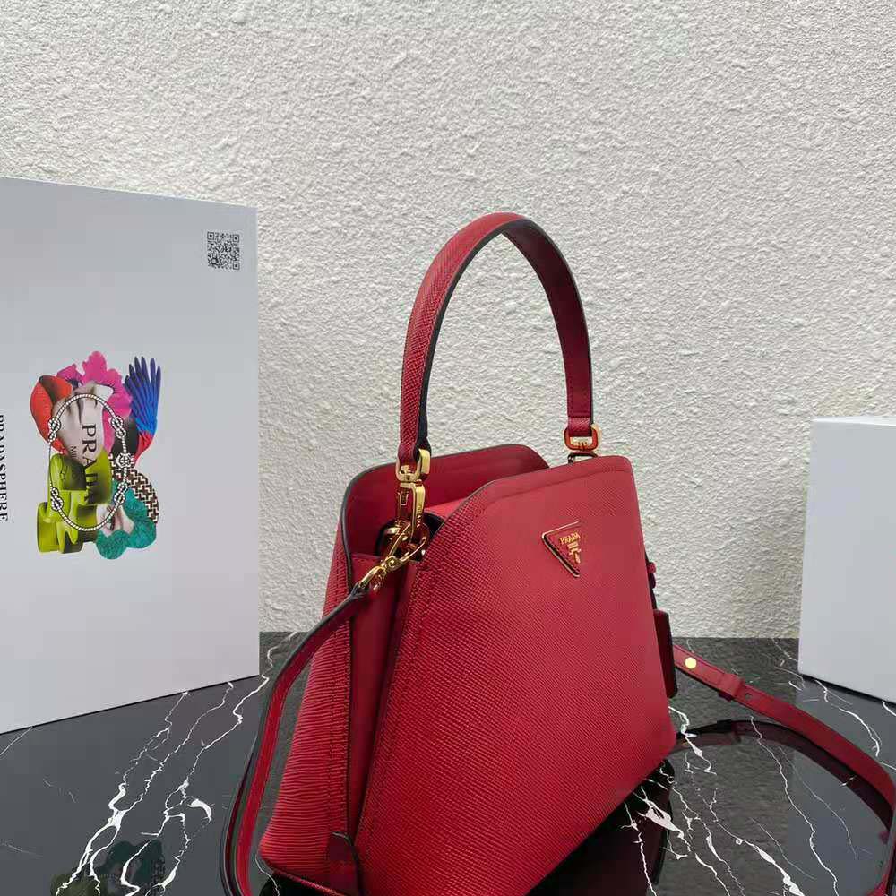 Prada Women Medium Saffiano Leather Prada Matinee Bag-Red