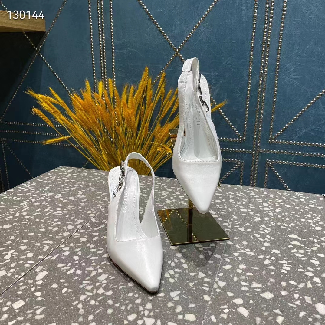 Louis Vuitton LV Women Sparkle Slingback Pump Silver Metallic Calf Leather 9.5 Cm Heel