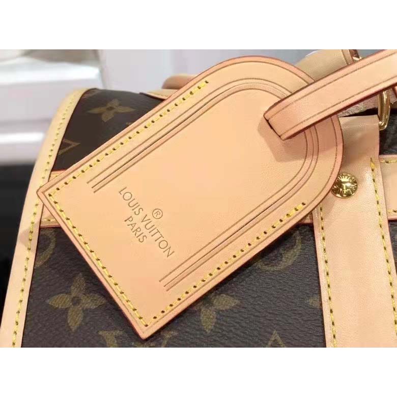 Louis Vuitton Unisex Dog Bag Carrier Brown Monogram Coated Canvas Cowhide Leather