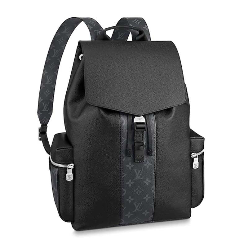 Louis Vuitton LV Unisex Outdoor Backpack Taiga Cowhide Leather-Black